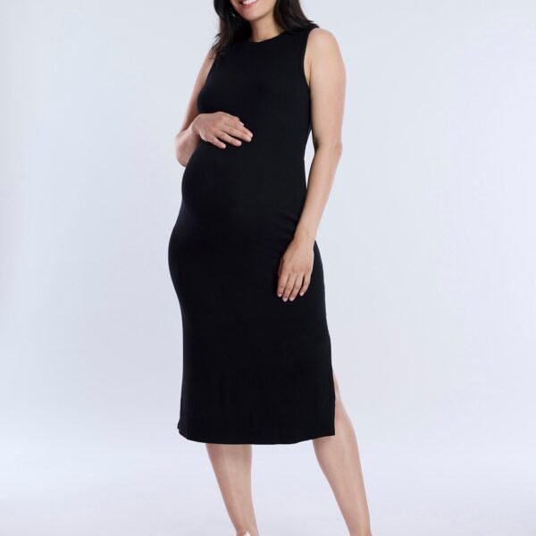 Sleeveless Rib Knit Midi Dress