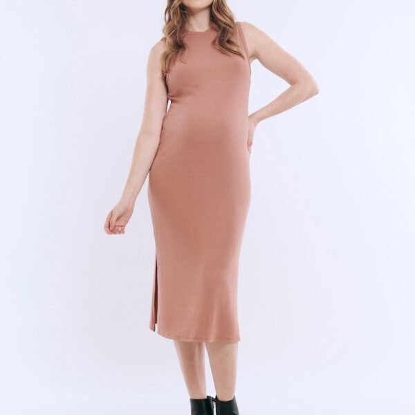 Sleeveless Rib Knit Midi Dress