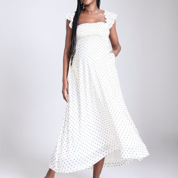 Sleeveless Ruffle Shoulder Smocked Dress