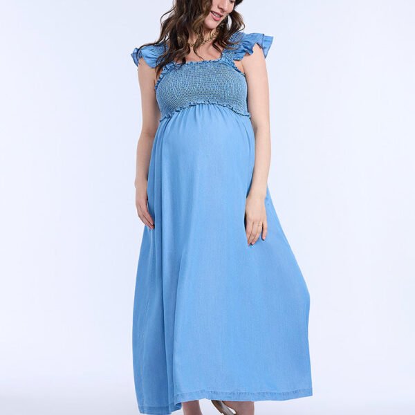 Sleeveless Ruffle Shoulder Smocked Dress