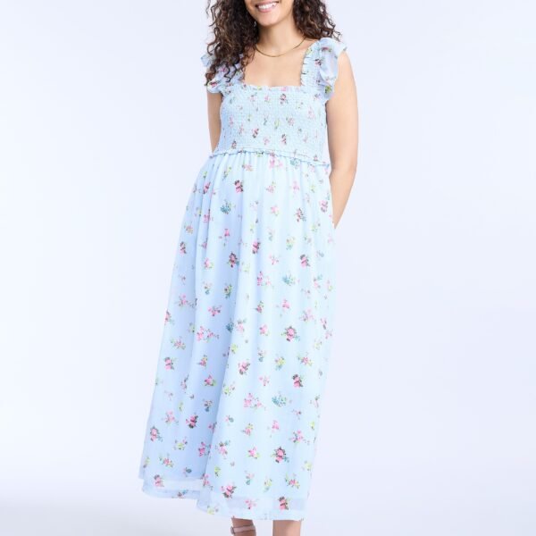 Sleeveless Ruffle Shoulder Smocked Dress